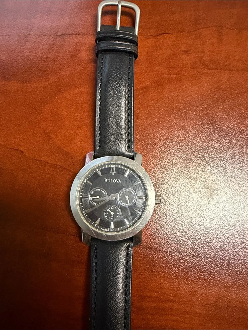 Bulova Black Dial Silver-Tone Case Men's Watch
